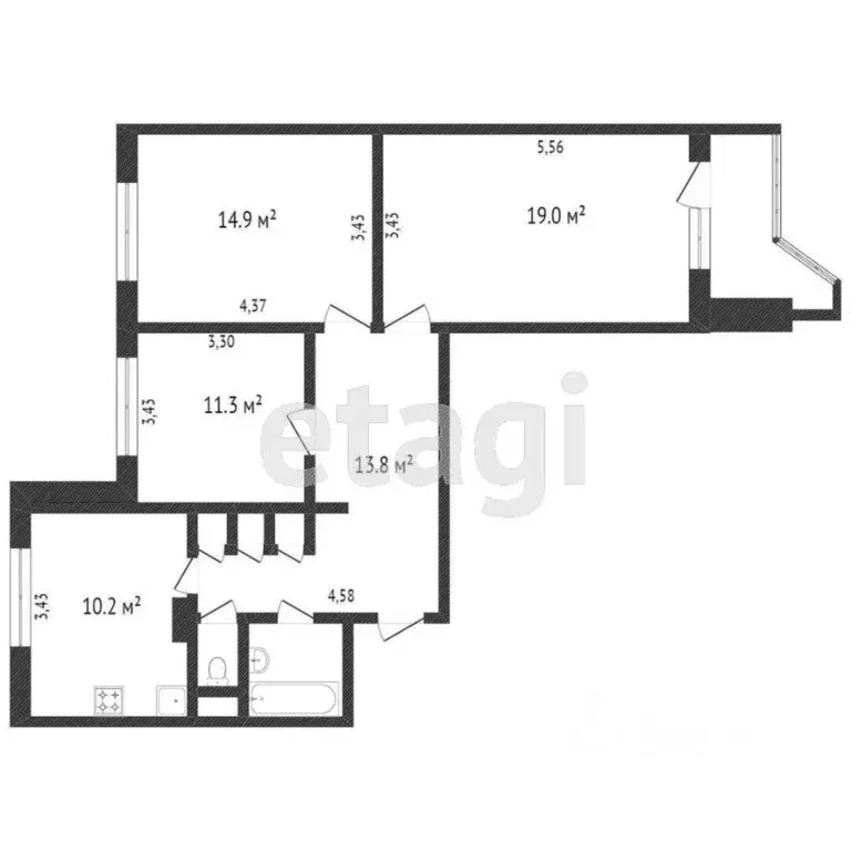 3-к кв. Москва ул. Мусы Джалиля, 27К2 (74.0 м) - Фото 1