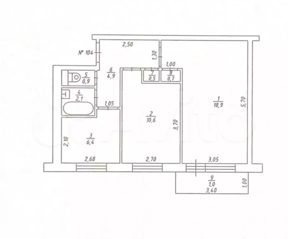 2-к. квартира, 45 м, 8/9 эт. - Фото 0