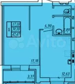 1-к. квартира, 42,5 м, 2/3 эт. - Фото 1