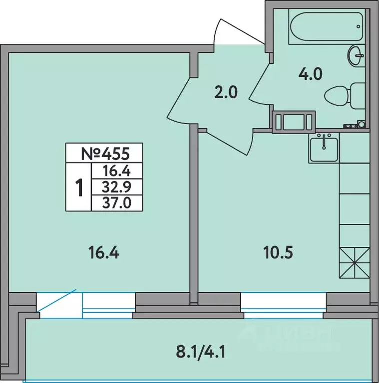 1-к кв. Ленинградская область, Всеволожский район, д. Новое Девяткино ... - Фото 1