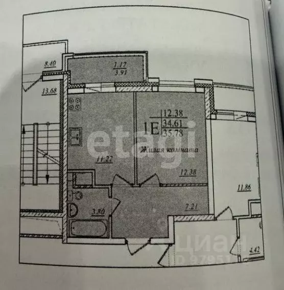 1-к кв. Татарстан, Казань ул. Мансура Хасанова, 13 (34.5 м) - Фото 2