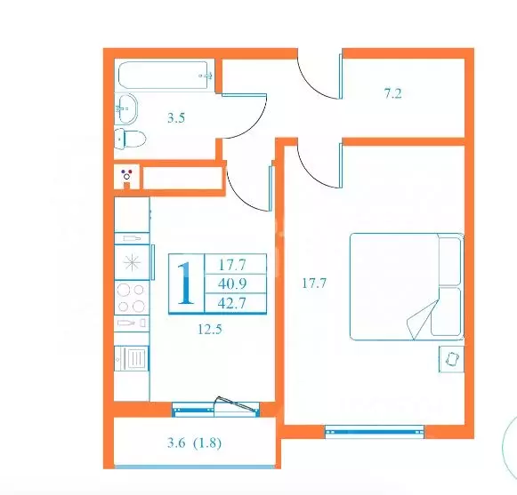 1-к кв. Московская область, Дмитров Имени В.Н. Махалина мкр, 33 (42.7 ... - Фото 2