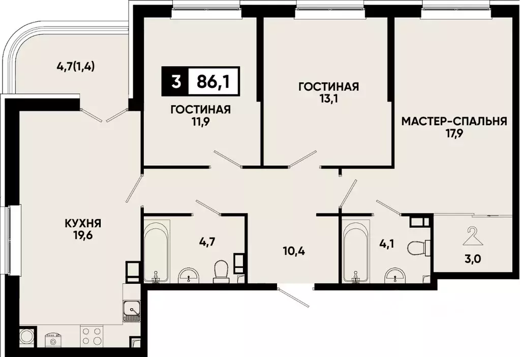 3-к кв. Ставропольский край, Кисловодск Моя Легенда жилой комплекс ... - Фото 1