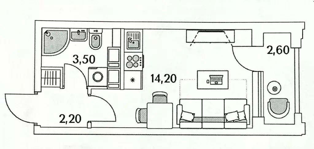 Студия Санкт-Петербург Планерная ул., 99 (21.2 м) - Фото 1