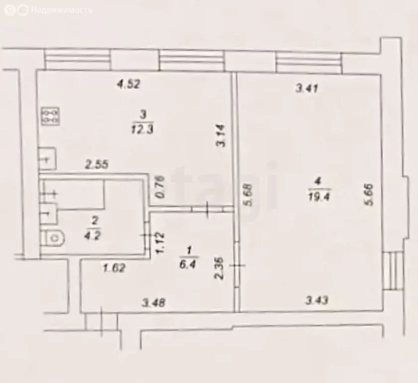 1-комнатная квартира: Нефтекамск, улица Ленина, 8А (42.3 м) - Фото 1