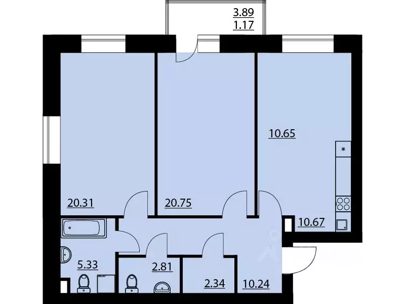 2-к кв. Воронежская область, Рамонский район, Яменское с/пос, пос. ... - Фото 1