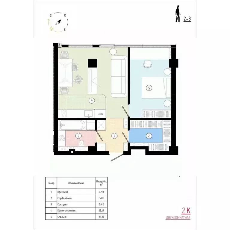 2-к кв. Приморский край, Владивосток Острогорный жилой комплекс (54.4 ... - Фото 1