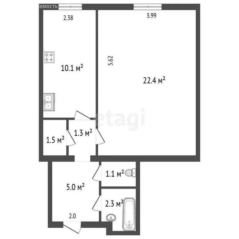 1-комнатная квартира: Пушкин, улица Радищева, 25/14 (43.7 м) - Фото 1