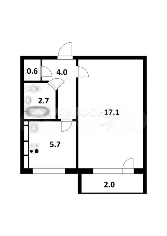 1-к. квартира, 32,1 м, 1/9 эт. - Фото 0