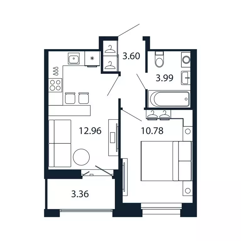 1-комнатная квартира: Новоселье, Центральная улица, 30к1 (31 м) - Фото 1