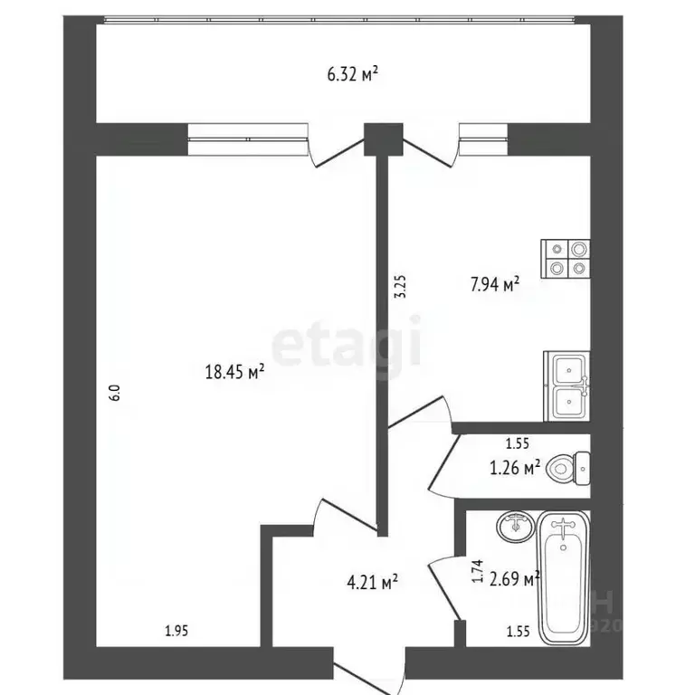 1-к кв. Ярославская область, Рыбинск бул. 200 лет Рыбинска, 2 (34.3 м) - Фото 2