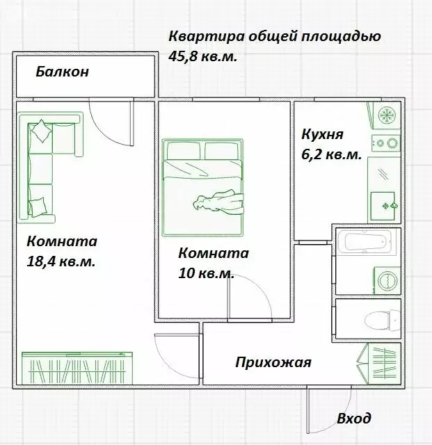 2-комнатная квартира: Москва, шоссе Энтузиастов, 98к4 (46.1 м) - Фото 2