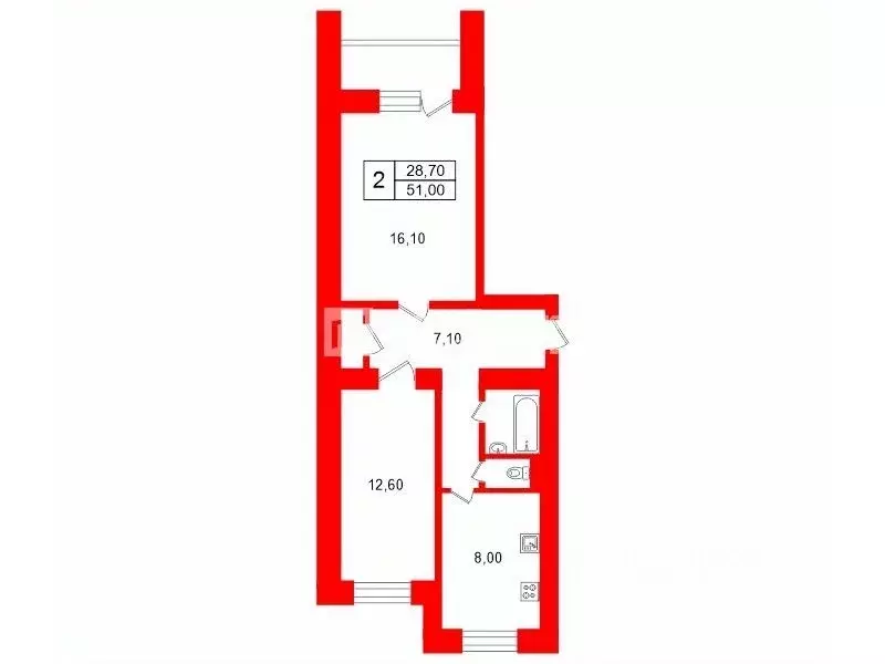 2-к кв. Санкт-Петербург, Санкт-Петербург, Петергоф Чичеринская ул., ... - Фото 2