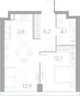 1-комнатная квартира: Москва, Кутузовский проезд, 16А/1 (44.9 м) - Фото 1