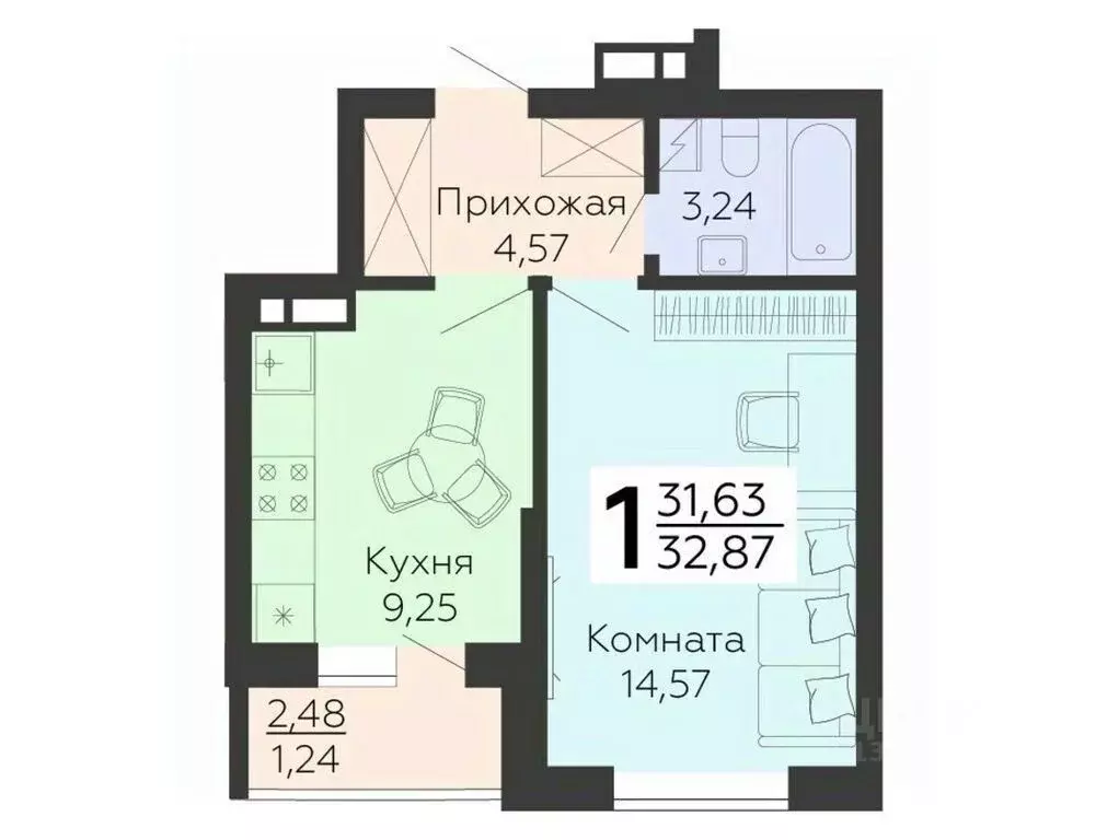 1-к кв. Воронежская область, Воронеж ул. 45-й Стрелковой Дивизии, 115 ... - Фото 0