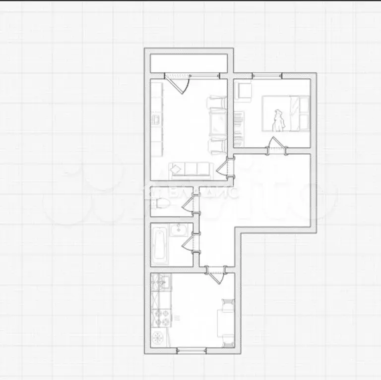 2-к. квартира, 53,4 м, 3/9 эт. - Фото 0
