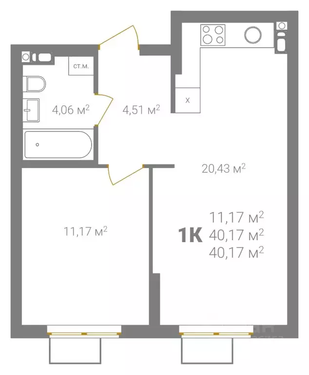 1-к кв. Нижегородская область, Нижний Новгород Ветеринарная ул. (40.17 ... - Фото 2
