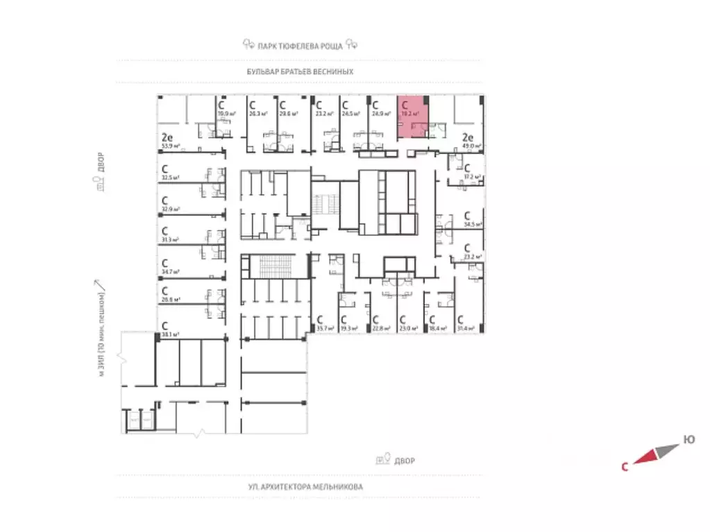 Офис в Москва ул. Архитектора Щусева, 28 (19 м) - Фото 1
