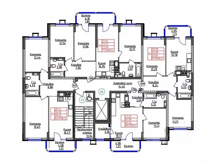 3-к кв. Калининградская область, Калининград ул. Дубовая Аллея (73.36 ... - Фото 2