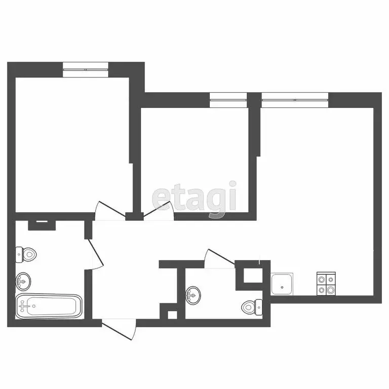 2-комнатная квартира: Тюмень, Харьковская улица, 74 (49.9 м) - Фото 1