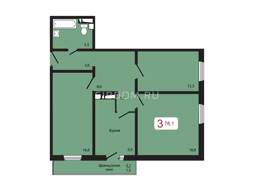 Продаётся 3-к квартира, 78.1 м - Фото 1