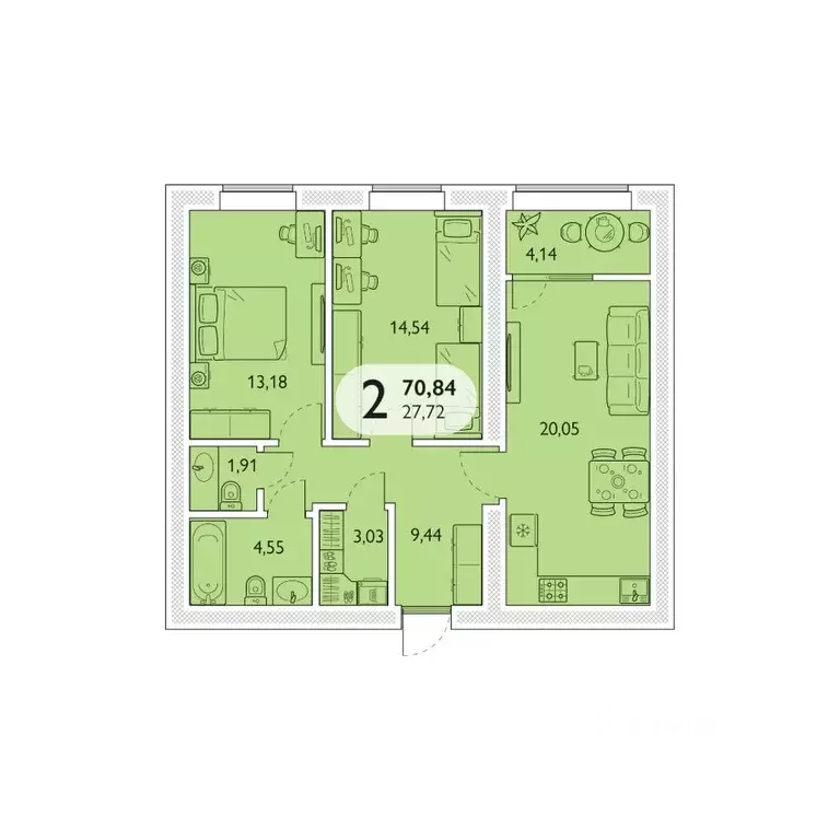 2-к кв. Брянская область, Брянский район, пос. Мичуринский, ... - Фото 1