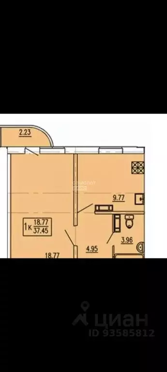 1-к кв. Курская область, Курск просп. Анатолия Дериглазова, 75 (37.0 ... - Фото 2