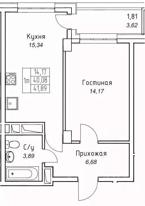 1-к кв. Саха (Якутия), Якутск 11-й кв-л,  (41.89 м) - Фото 1