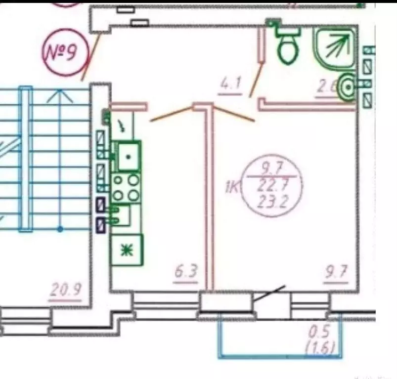 1-к кв. Калининградская область, Пионерский Рабочая ул., 44 (23.3 м) - Фото 1