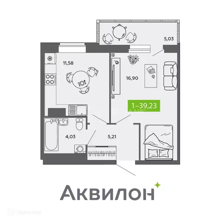 Продаётся 1-к квартира, 39.23 м - Фото 0