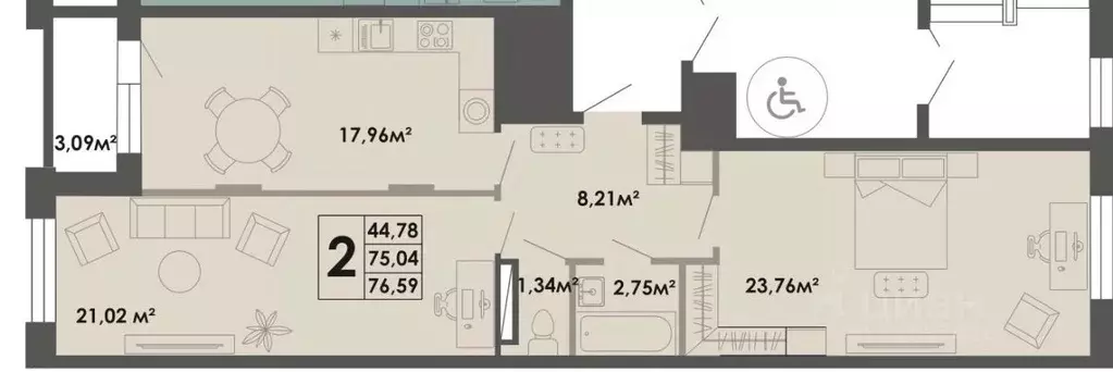 2-к кв. Саха (Якутия), Якутск ул. Губина, 15 (76.59 м) - Фото 0