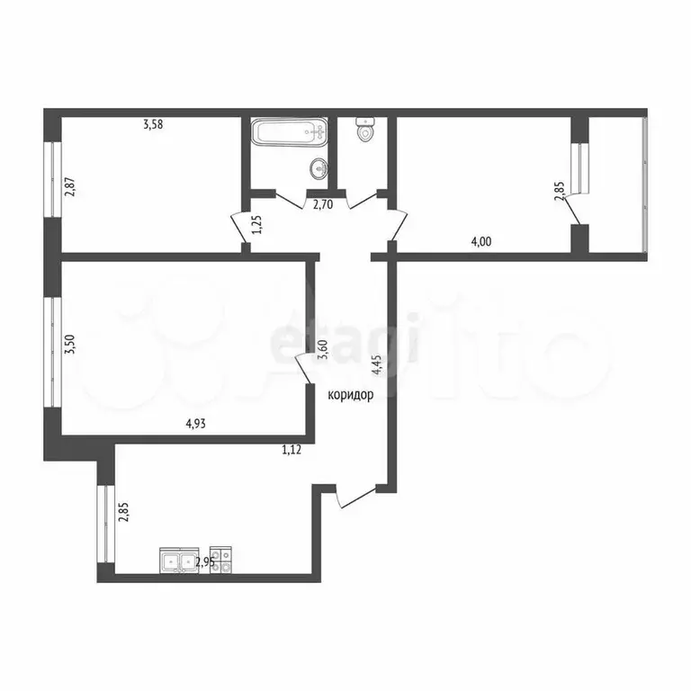 3-к. квартира, 63,7 м, 3/10 эт. - Фото 0