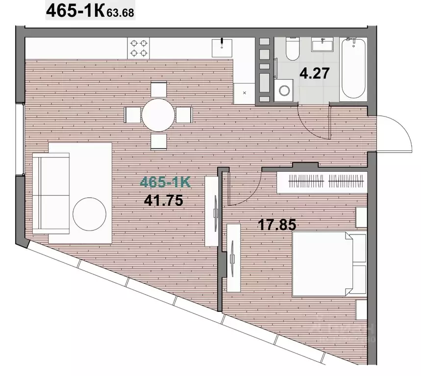 1-к кв. Калининградская область, Зеленоградск ул. Гагарина (63.87 м) - Фото 1