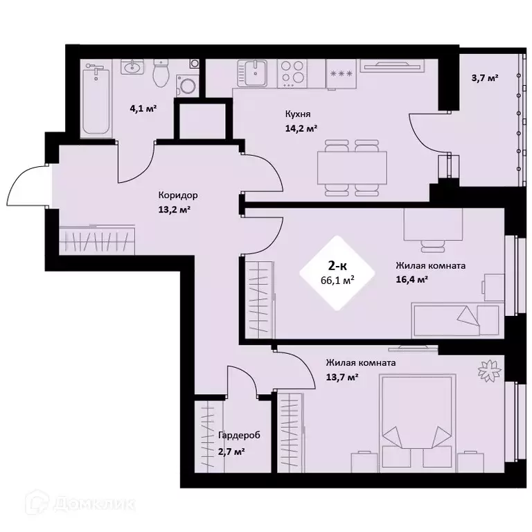 Продаётся 2-к квартира, 66.1 м - Фото 0