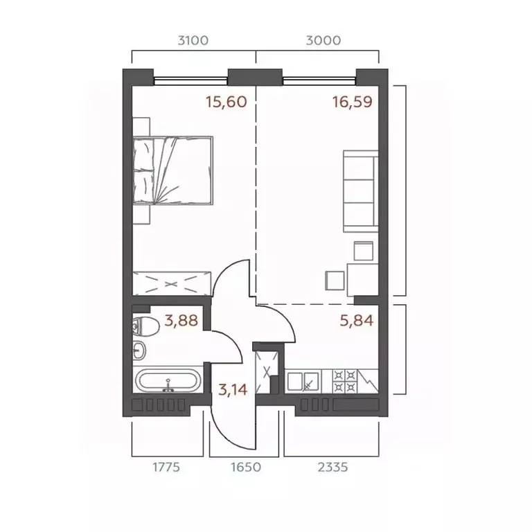1-к кв. Иркутская область, Иркутск ул. 6-я Советская, 2 (45.05 м) - Фото 0