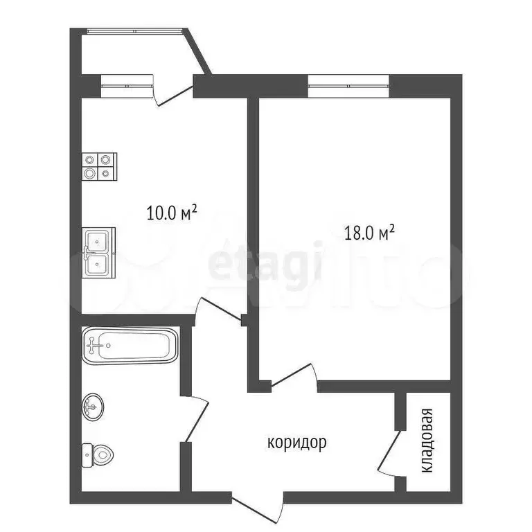 1-к. квартира, 39,8 м, 4/9 эт. - Фото 0