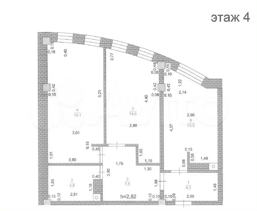 2-к. квартира, 63,9 м, 4/9 эт. - Фото 0