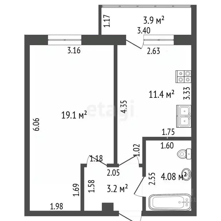 1-к кв. Ростовская область, Аксай ул. Суворова, 21/32к2 (38.0 м) - Фото 2