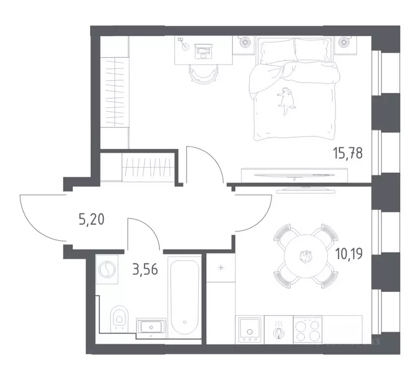 1-к кв. Татарстан, Казань Зилант Премьер жилой комплекс (34.73 м) - Фото 1