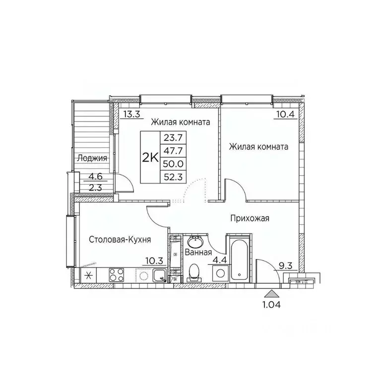 2-к кв. Приморский край, Владивосток ул. Расула Гамзатова, 7к3 (52.3 ... - Фото 1