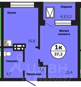 1-к кв. Красноярский край, Красноярск ул. Лесников, 51Б (37.2 м) - Фото 0