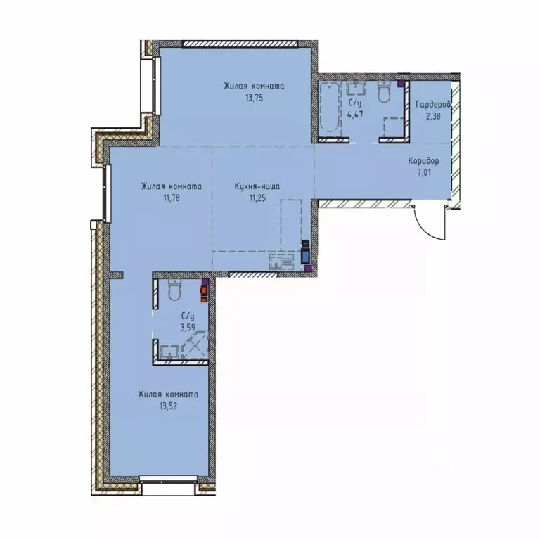 3-к кв. Иркутская область, Иркутск Култукская ул., 16 (68.0 м) - Фото 0