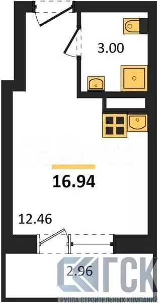 Квартира-студия, 16,9 м, 17/18 эт. - Фото 0