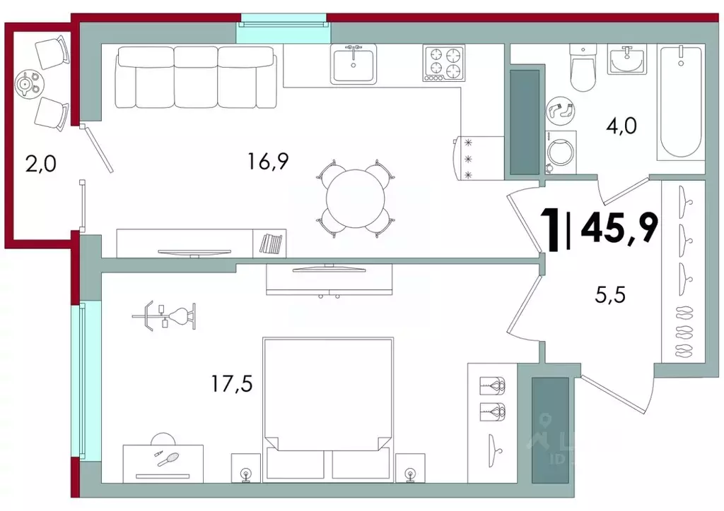 1-к кв. Тверская область, Тверь ул. С.Я. Лемешева, 6 (45.9 м) - Фото 1