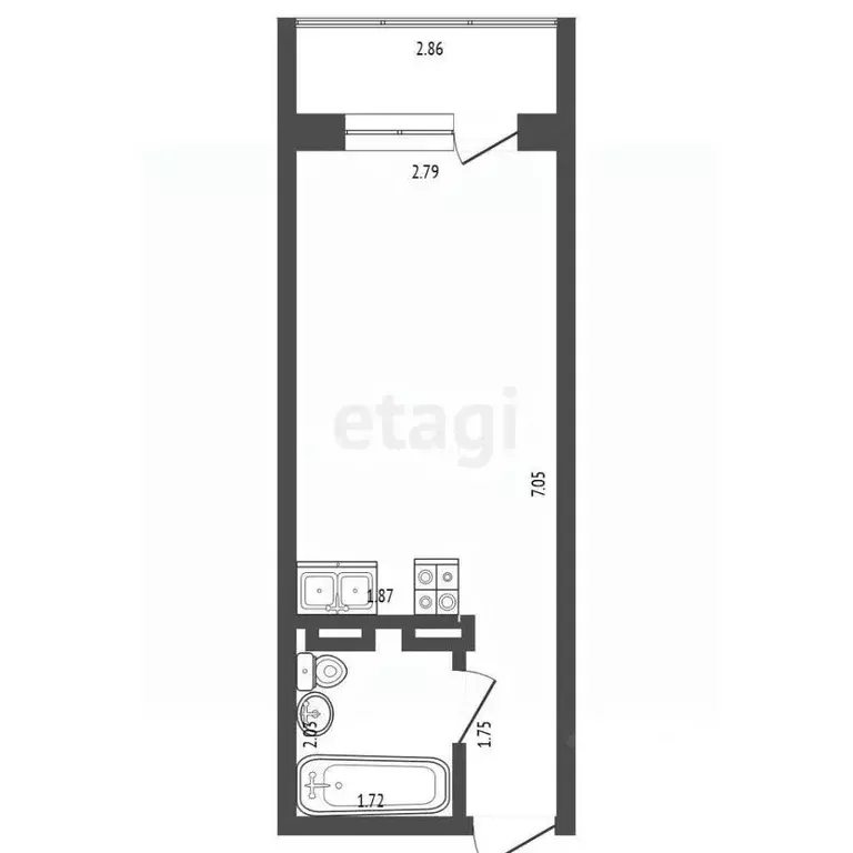 Студия Самарская область, Самара просп. Кирова, 71 (18.9 м) - Фото 1