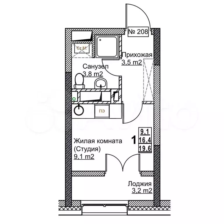 Квартира-студия, 19,6 м, 9/24 эт. - Фото 0