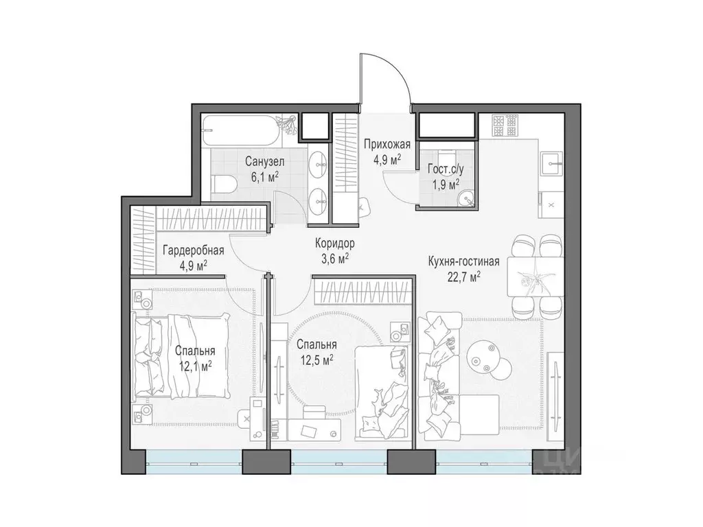 2-к кв. Москва просп. Генерала Дорохова, 39к2И (69.0 м) - Фото 1