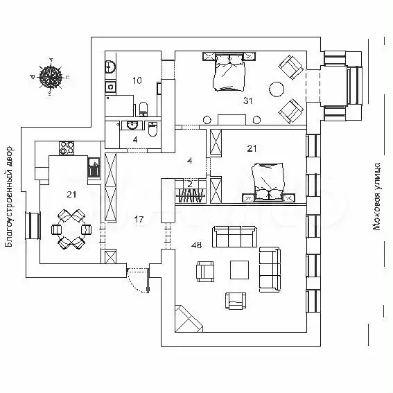 3-к. квартира, 156 м, 4/5 эт. - Фото 0