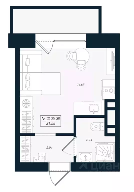 Студия Ленинградская область, Выборгский район, Рощино пгт ул. ... - Фото 1
