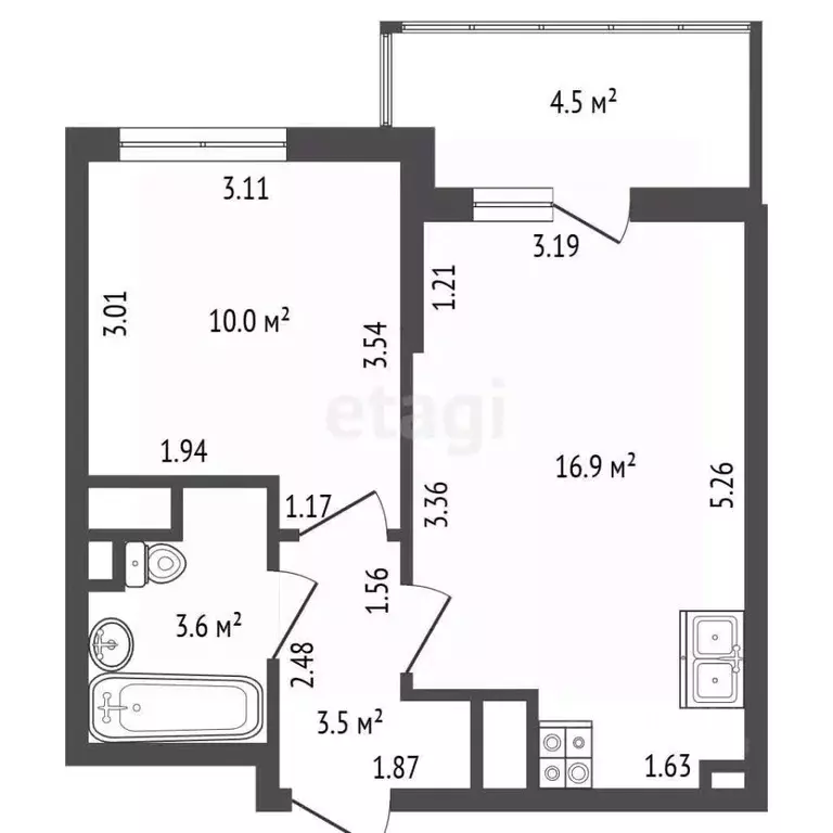 1-к кв. Санкт-Петербург просп. Буденного, 19к2 (34.0 м) - Фото 2